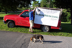 LVA Volunteer and Spot set up for the race